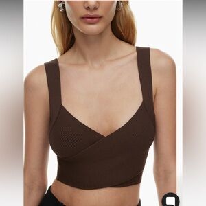 NWT Aritzia Babaton Sculpt Knit Greek Tank Rich Mocha Brown Size Medium